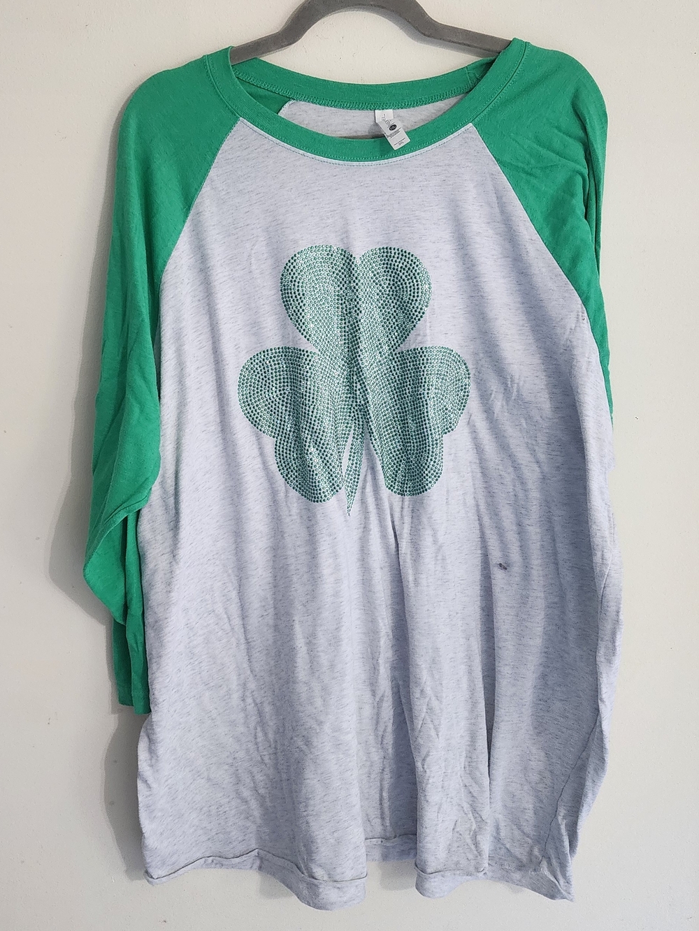 Women Green Raglan Shamrock Shirt